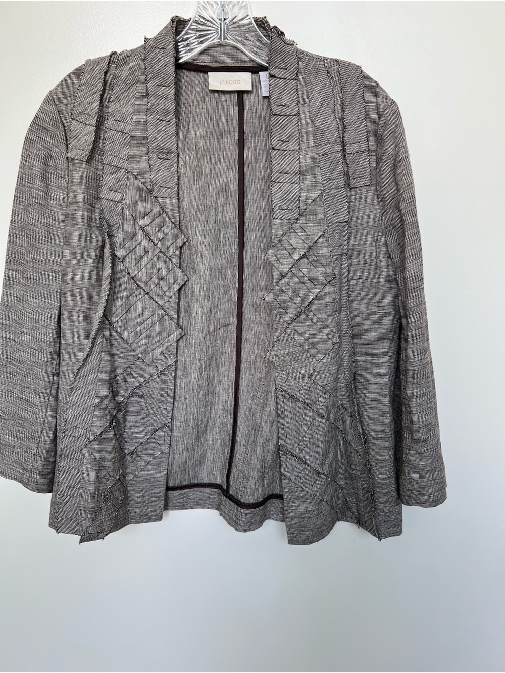 Chico's brown Open-Front Textured Jacket